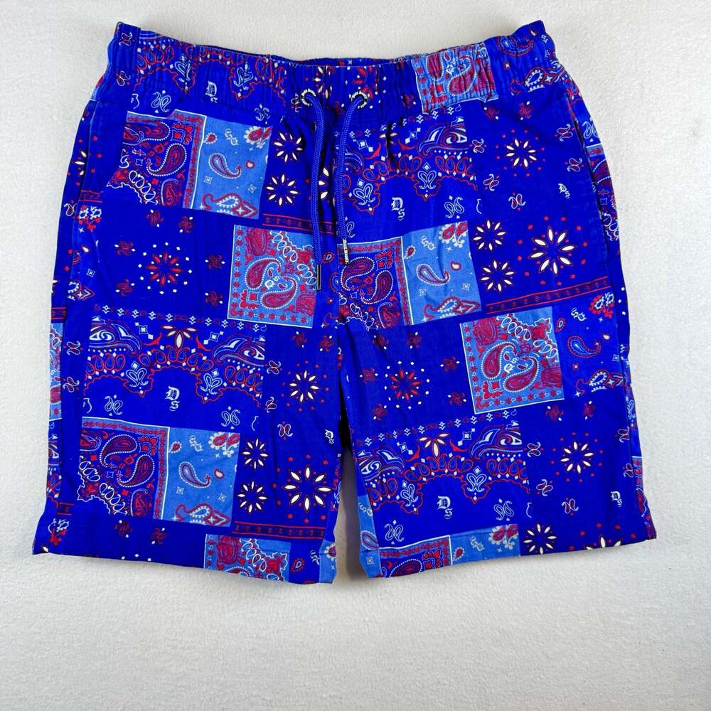 Dogg Supply by Snoop Dogg Blue Paisley Bandana Print Drawstring Shorts